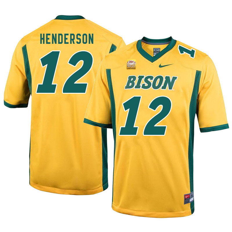 Men #12 Braylon Henderson North Dakota State Bison College Football Jerseys Sale-Yellow - Click Image to Close